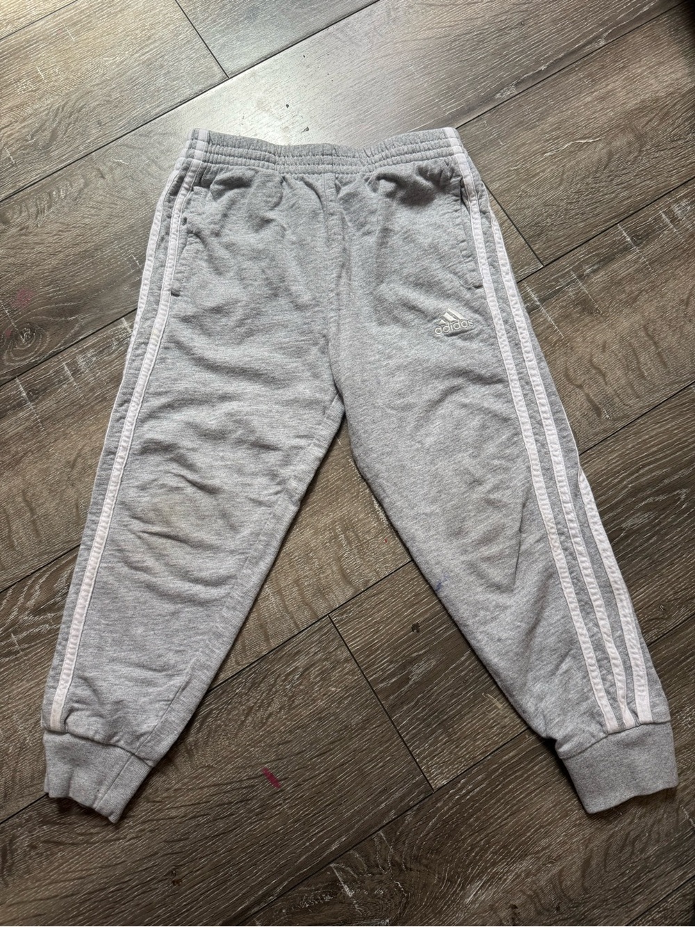 adidas Kids Gray Sweatpants with White Three Stripes